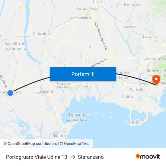 Portogruaro Viale Udine 13 to Staranzano map