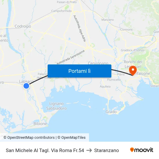 San Michele Al Tagl. Via Roma Fr.54 to Staranzano map