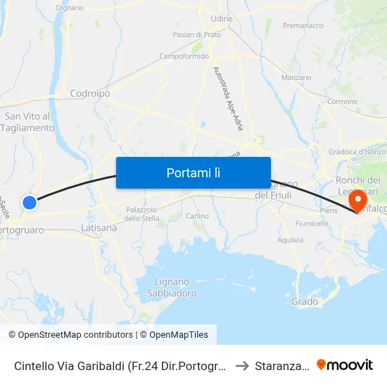 Cintello Via Garibaldi (Fr.24 Dir.Portogruaro) to Staranzano map