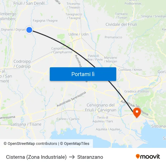 Cisterna (Zona Industriale) to Staranzano map