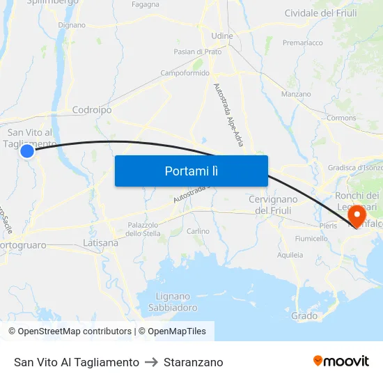 San Vito Al Tagliamento to Staranzano map