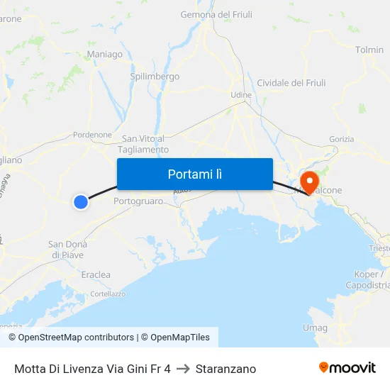 Motta Di Livenza Via Gini Fr 4 to Staranzano map
