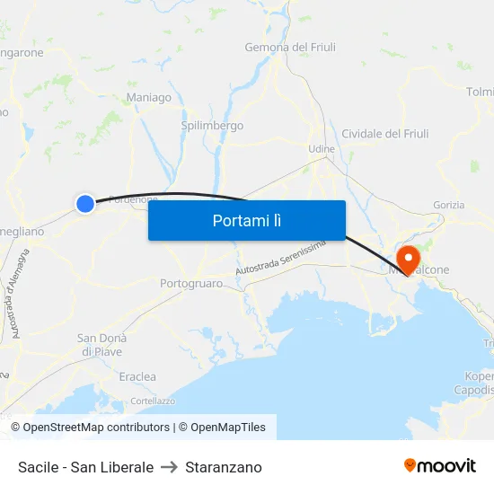 Sacile - San Liberale to Staranzano map