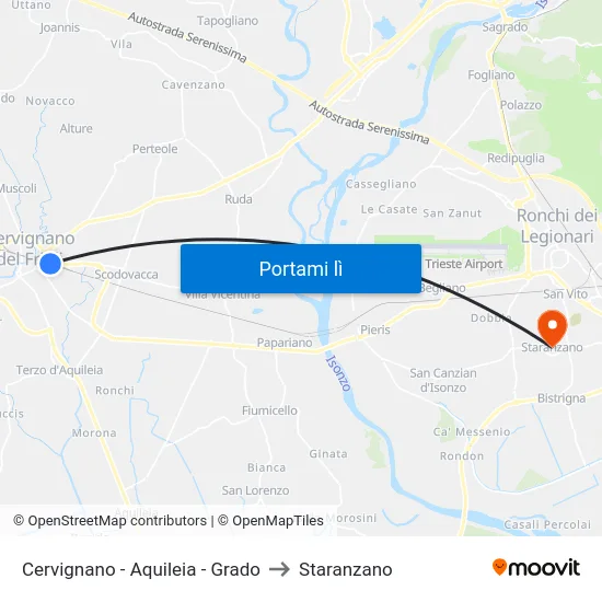 Cervignano - Aquileia - Grado to Staranzano map