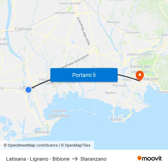 Latisana - Lignano - Bibione to Staranzano map
