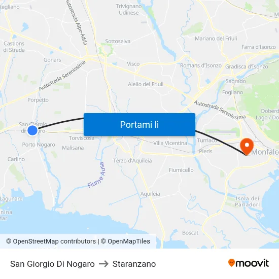 San Giorgio Di Nogaro to Staranzano map