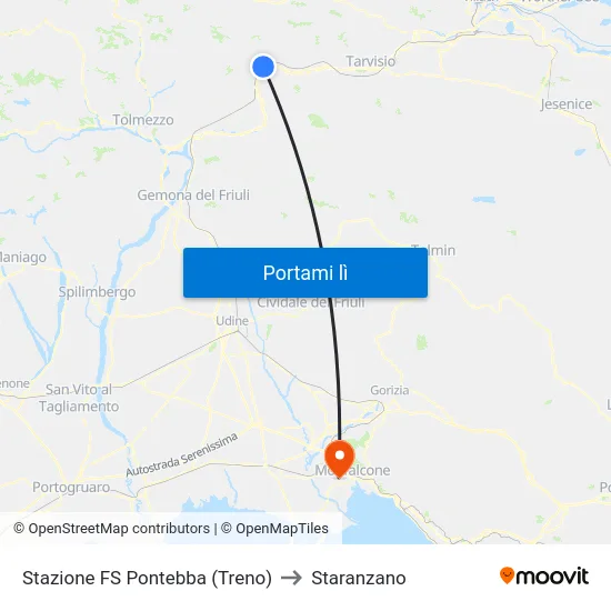 Stazione FS Pontebba (Treno) to Staranzano map
