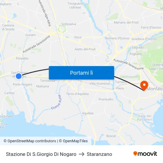 Stazione Di S.Giorgio Di Nogaro to Staranzano map