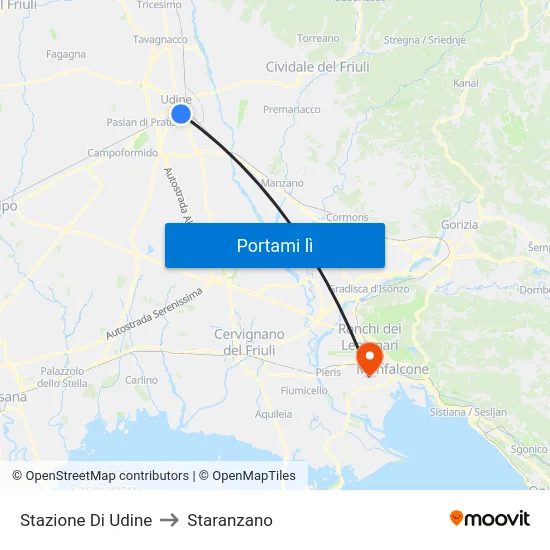 Stazione Di Udine to Staranzano map