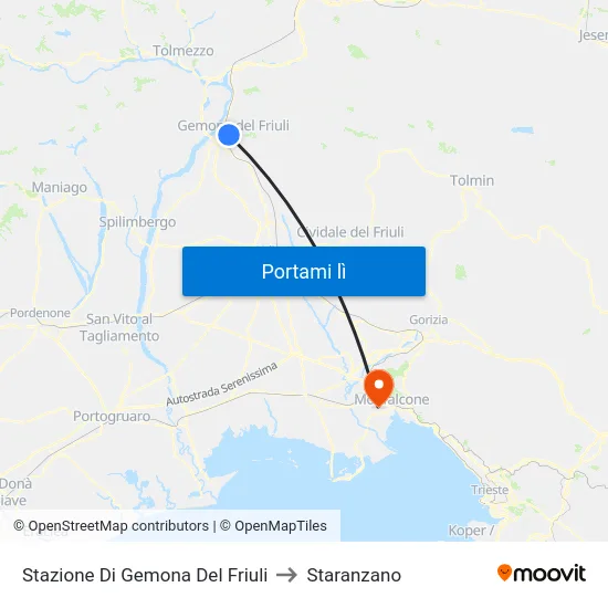 Stazione Di Gemona Del Friuli to Staranzano map