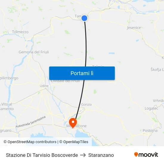 Stazione Di Tarvisio Boscoverde to Staranzano map