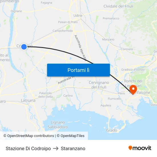 Stazione Di Codroipo to Staranzano map