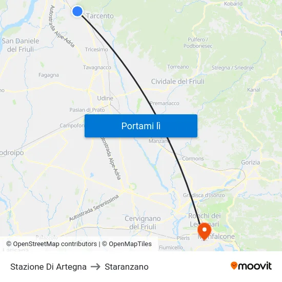 Stazione Di Artegna to Staranzano map