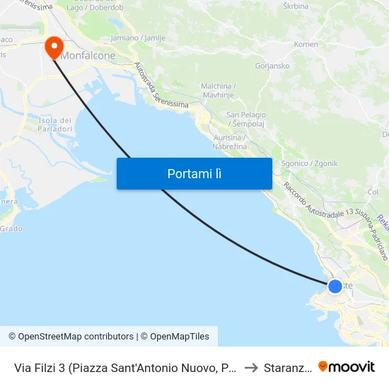 Via Filzi 3 (Piazza Sant'Antonio Nuovo, Ponte Rosso) to Staranzano map