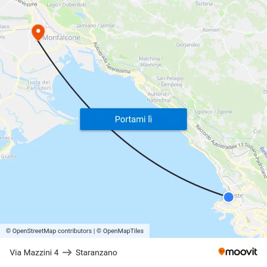 Via Mazzini 4 to Staranzano map