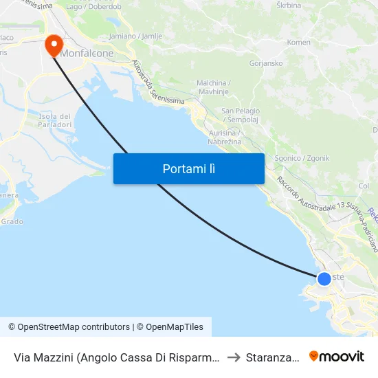 Via Mazzini (Angolo Cassa Di Risparmio) to Staranzano map