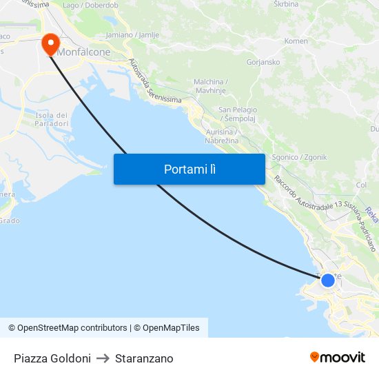 Piazza Goldoni to Staranzano map