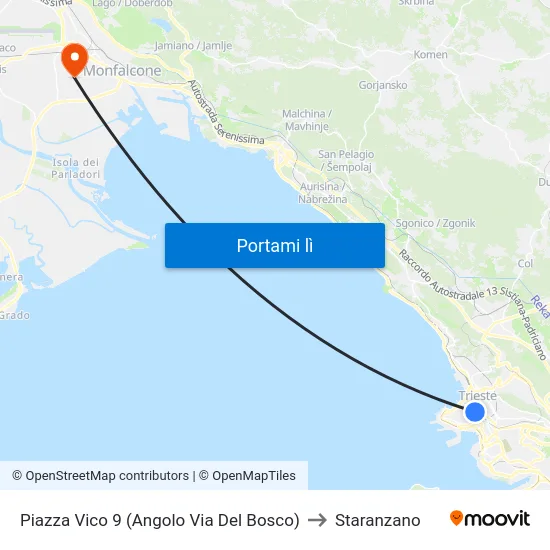 Piazza Vico 9 (Angolo Via Del Bosco) to Staranzano map