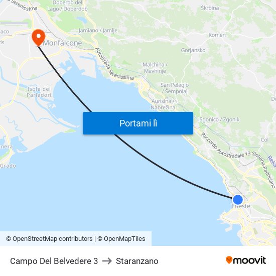 Campo Del Belvedere 3 to Staranzano map