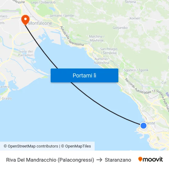 Riva Del Mandracchio (Palacongressi) to Staranzano map