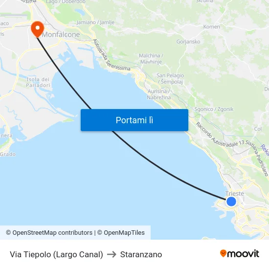 Via Tiepolo (Largo Canal) to Staranzano map