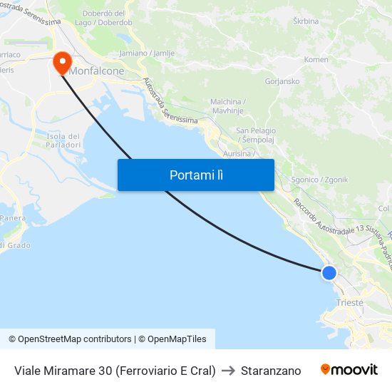 Viale Miramare 30 (Ferroviario E Cral) to Staranzano map