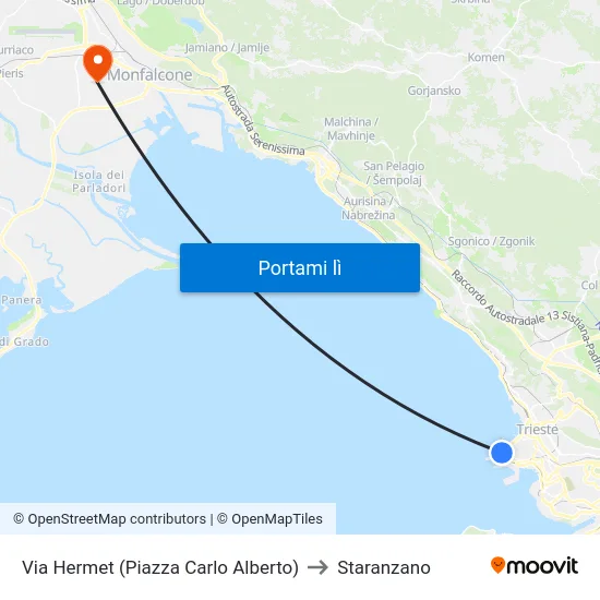 Via Hermet (Piazza Carlo Alberto) to Staranzano map