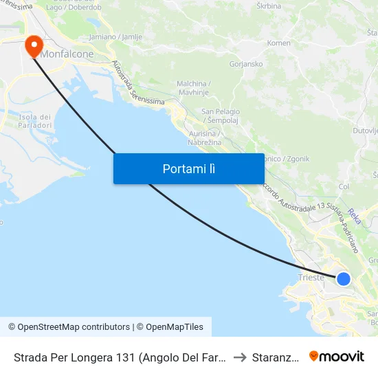 Strada Per Longera 131 (Angolo Del Farnetello) to Staranzano map