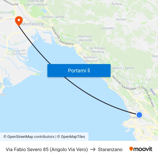 Via Fabio Severo 85 (Angolo Via Vero) to Staranzano map