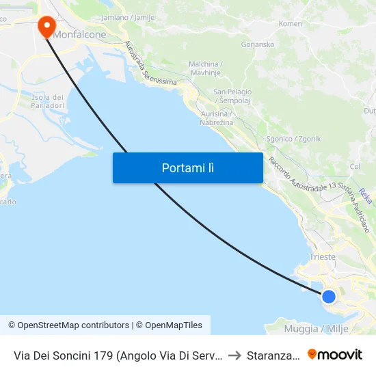 Via Dei Soncini 179 (Angolo Via Di Servola) to Staranzano map