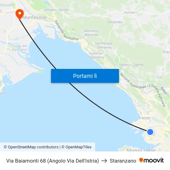 Via Baiamonti 68 (Angolo Via Dell'Istria) to Staranzano map