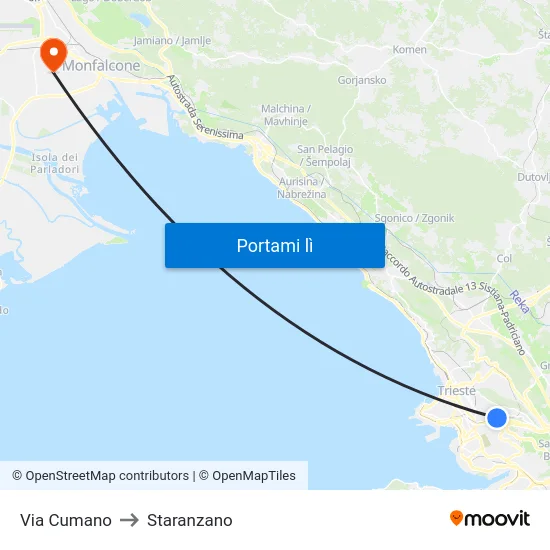 Via Cumano to Staranzano map