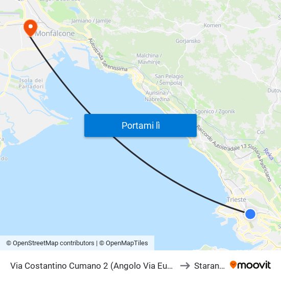 Via Costantino Cumano 2 (Angolo Via Eugenio Scomparini) to Staranzano map