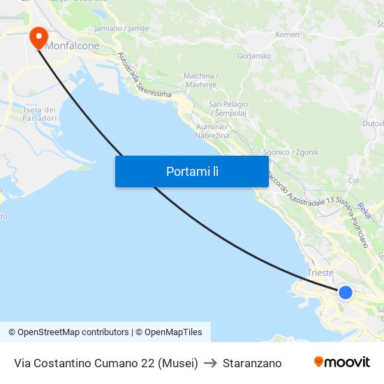 Via Costantino Cumano 22 (Musei) to Staranzano map