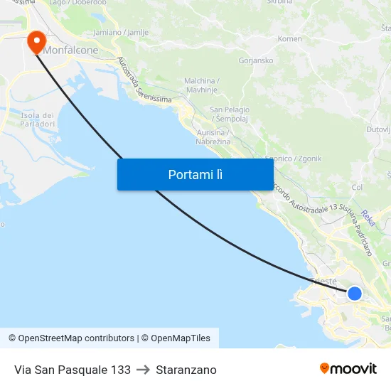 Via San Pasquale 133 to Staranzano map
