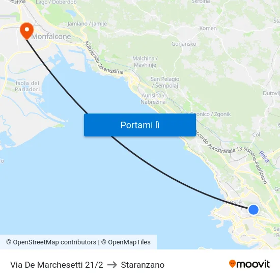 Via De Marchesetti 21/2 to Staranzano map