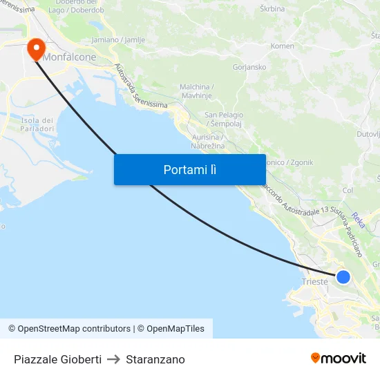Piazzale Gioberti to Staranzano map
