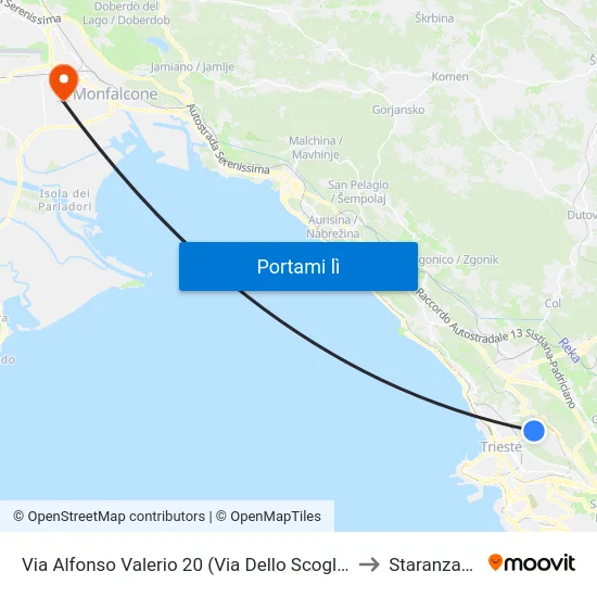 Via Alfonso Valerio 20 (Via Dello Scoglio) to Staranzano map