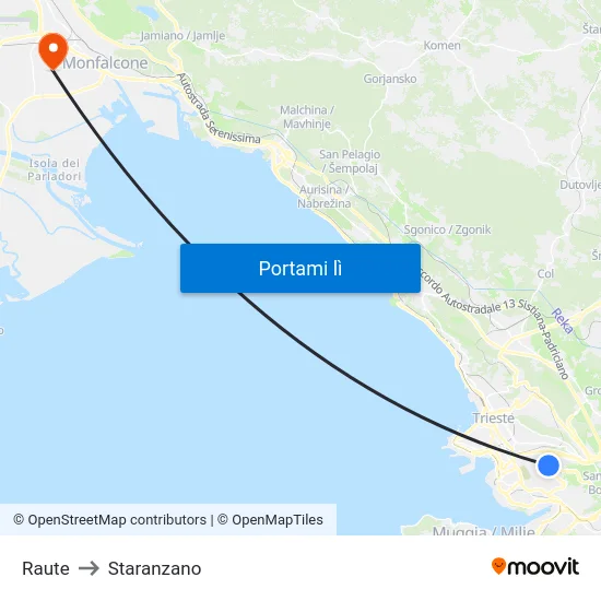Raute to Staranzano map