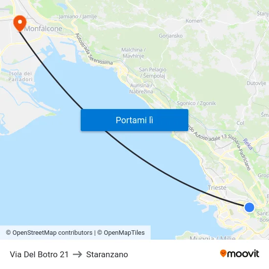 Via Del Botro 21 to Staranzano map