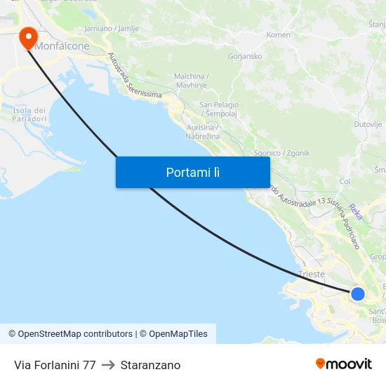 Via Forlanini 77 to Staranzano map