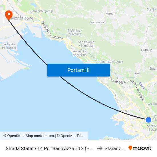 Strada Statale 14 Per Basovizza 112 (Ex Dazio) to Staranzano map