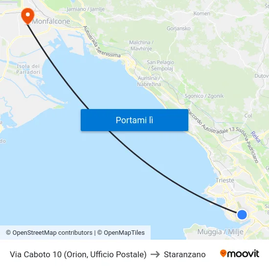 Via Caboto 10 (Orion, Ufficio Postale) to Staranzano map