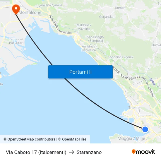 Via Caboto 17 (Italcementi) to Staranzano map
