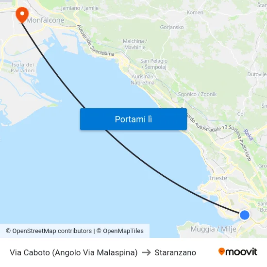 Via Caboto (Angolo Via Malaspina) to Staranzano map