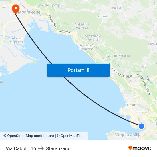 Via Caboto 16 to Staranzano map