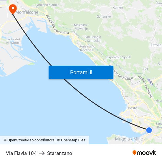 Via Flavia 104 to Staranzano map