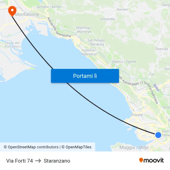 Via Forti 74 to Staranzano map