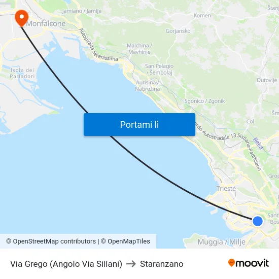 Via Grego (Angolo Via Sillani) to Staranzano map