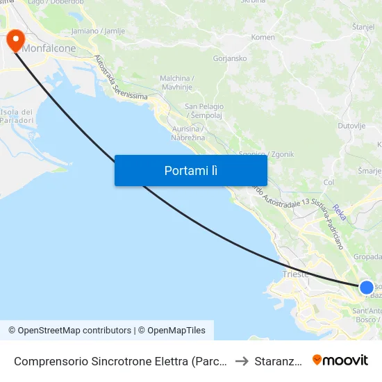 Comprensorio Sincrotrone Elettra (Parcheggio) to Staranzano map